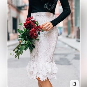 White lace midi skirt